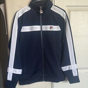 Fila Men's (can also be used by women) Navy and White Track Jacket